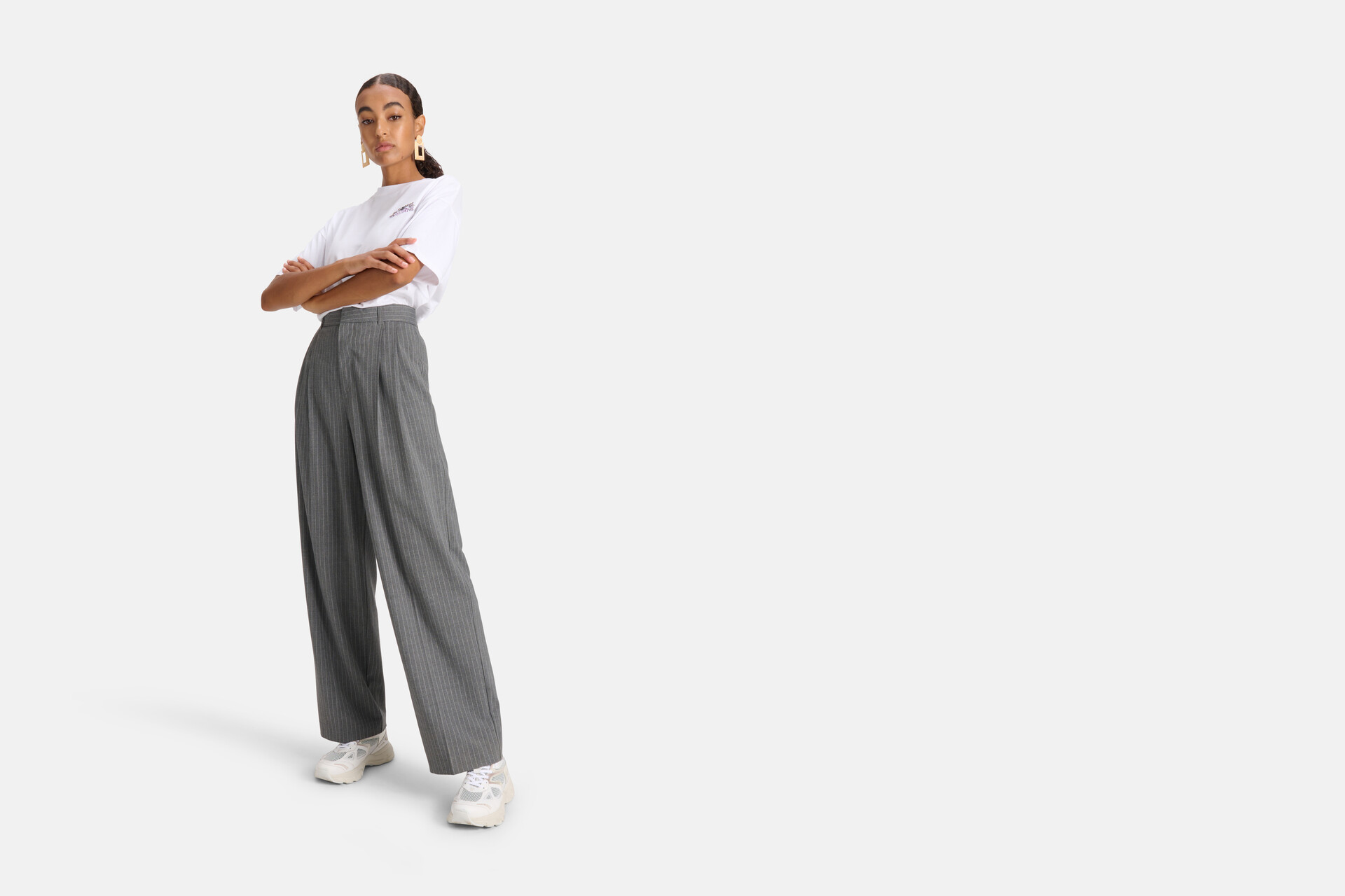 Loose Fit Pinstripe Pantalon Antraciet SHOEBY WOMEN