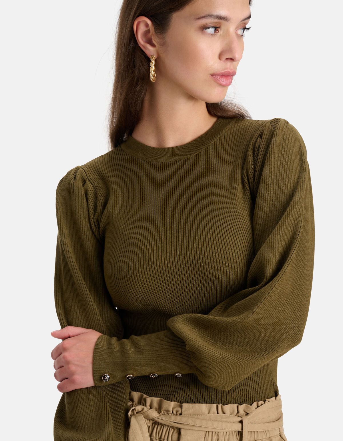 Rib Trui Donkergroen SHOEBY WOMEN