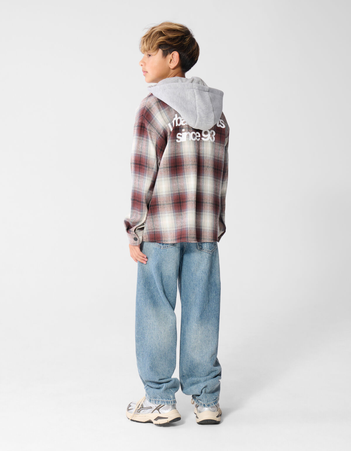 Relaxed Hooded Check Overhemd Bruin SHOEBY BOYS