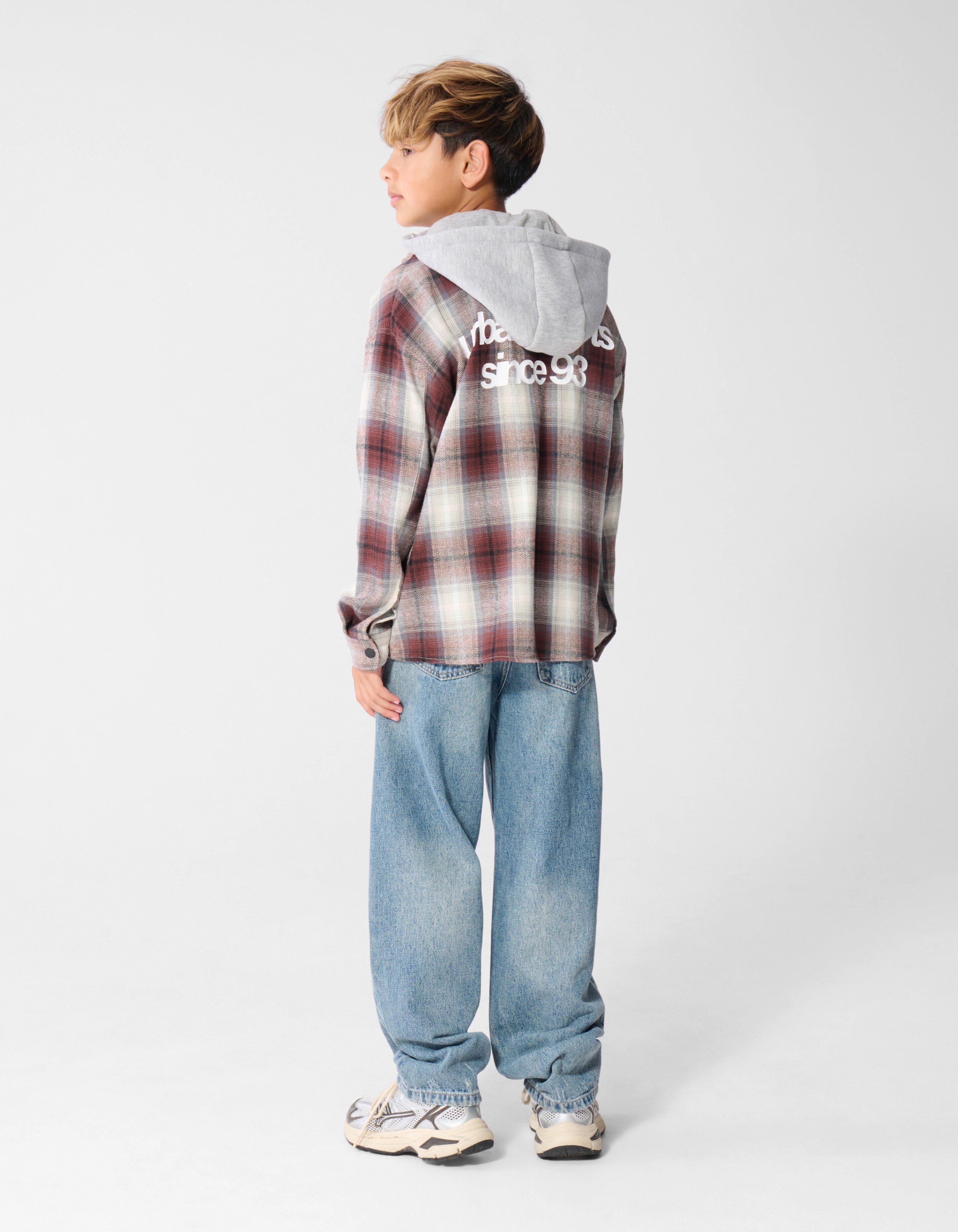 Relaxed Hooded Check Overhemd Bruin SHOEBY BOYS