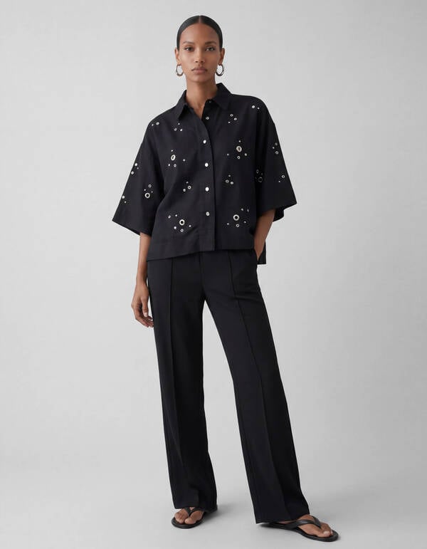 Wide Leg Broek Zwart SHOEBY WOMEN