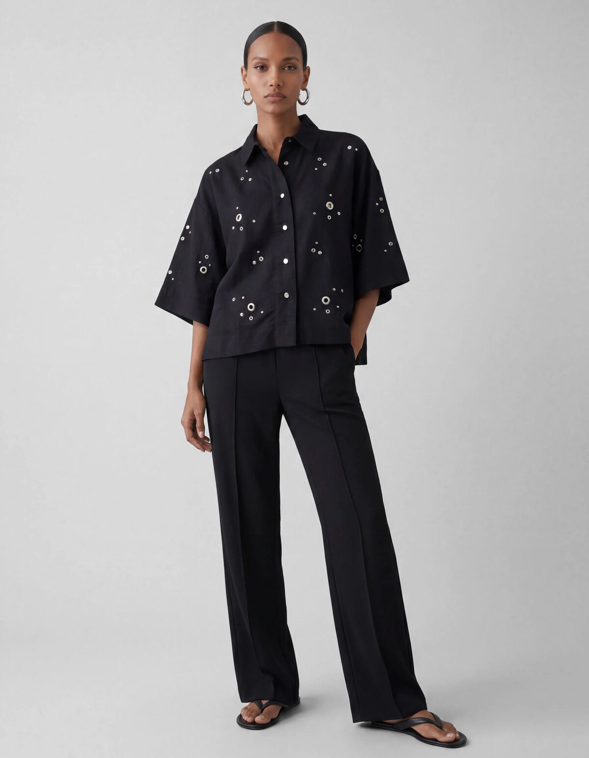 Wide Leg Broek Zwart SHOEBY WOMEN