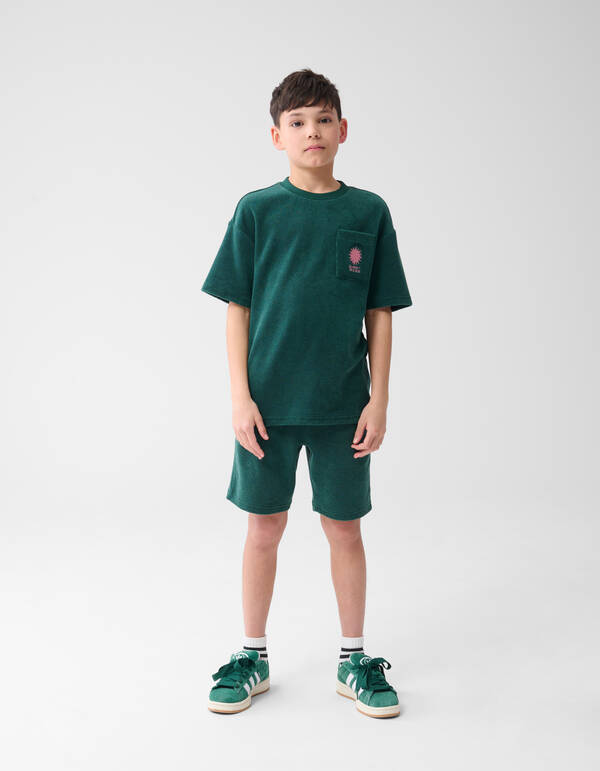 Towling T-shirt Donkergroen SHOEBY BOYS