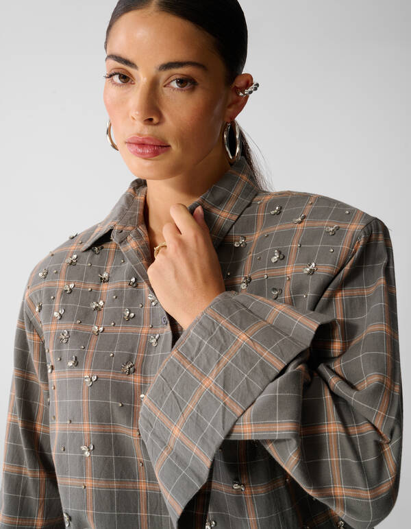 Geruite Blouse Bruin SHOEBY WOMEN