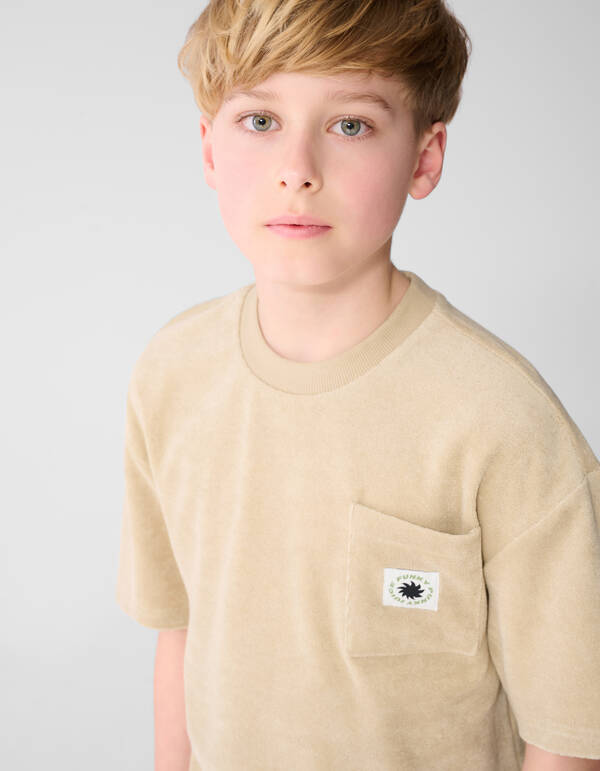 Towelling Relaxed T-shirt Beige SHOEBY BOYS
