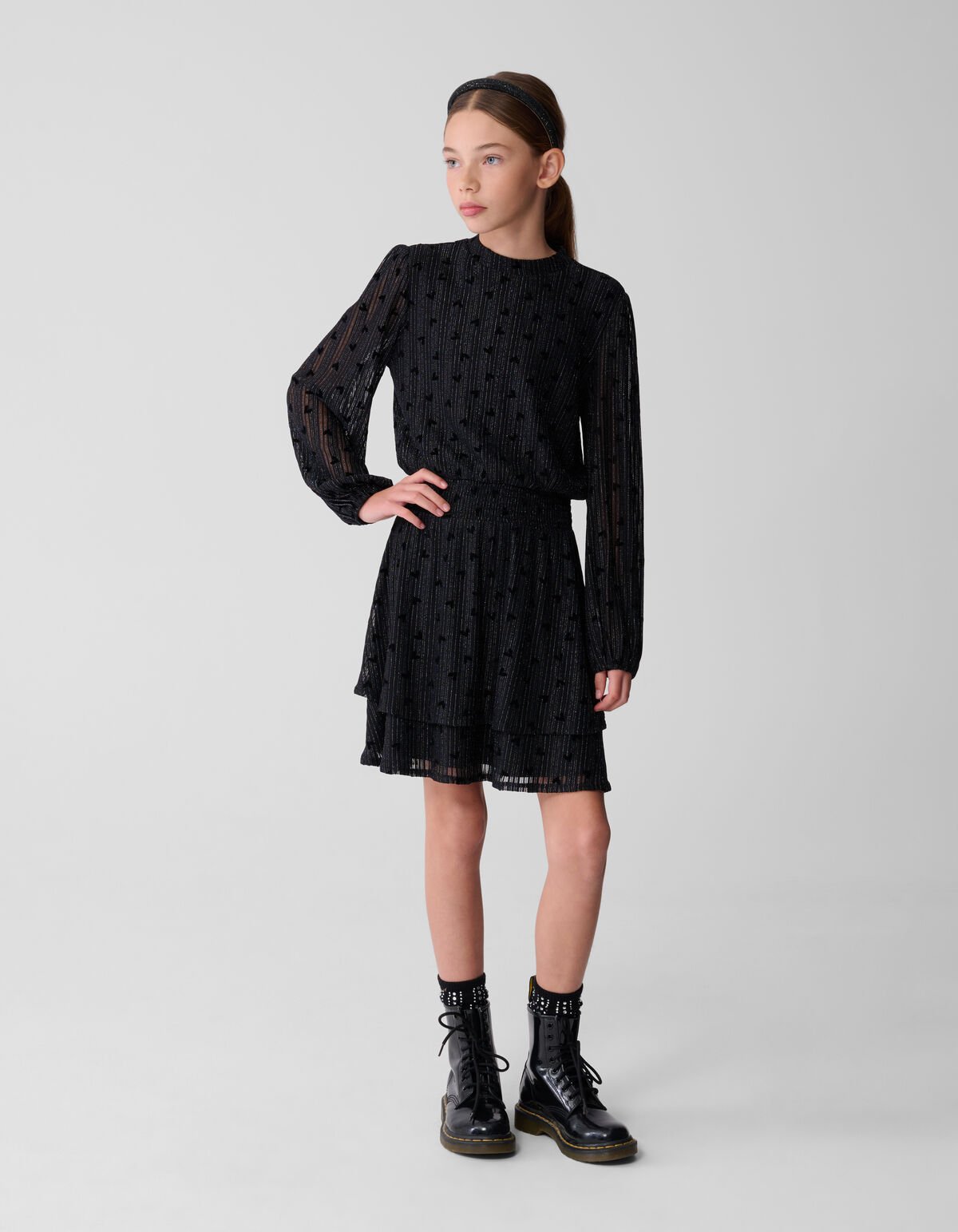 Mesh Heart Mini Jurk Zwart SHOEBY GIRLS