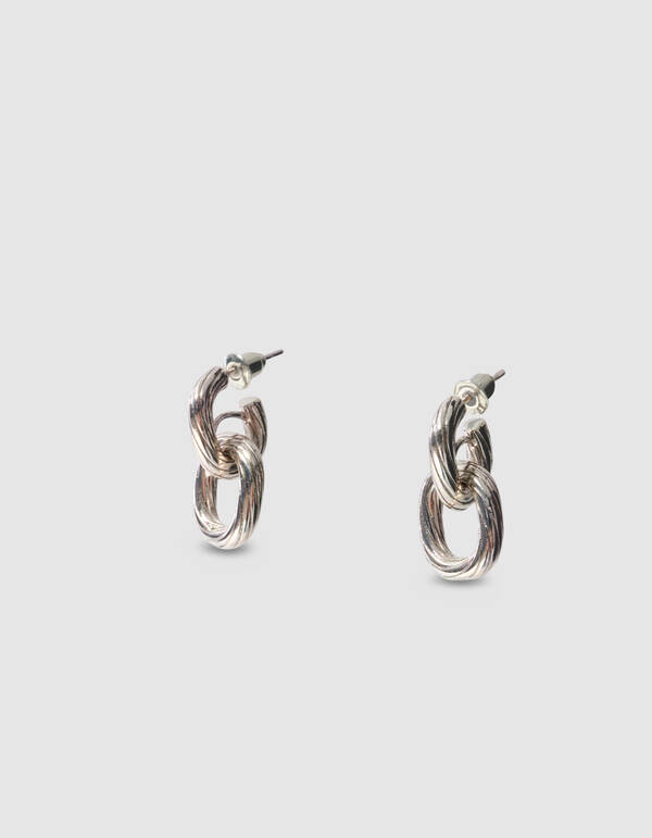 Small Double Oval Oorbellen Zilver SHOEBY ACCESSOIRES