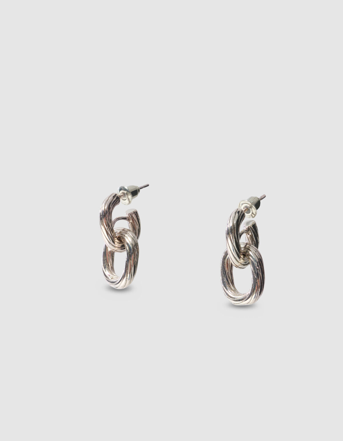 Small Double Oval Oorbellen Zilver SHOEBY ACCESSOIRES