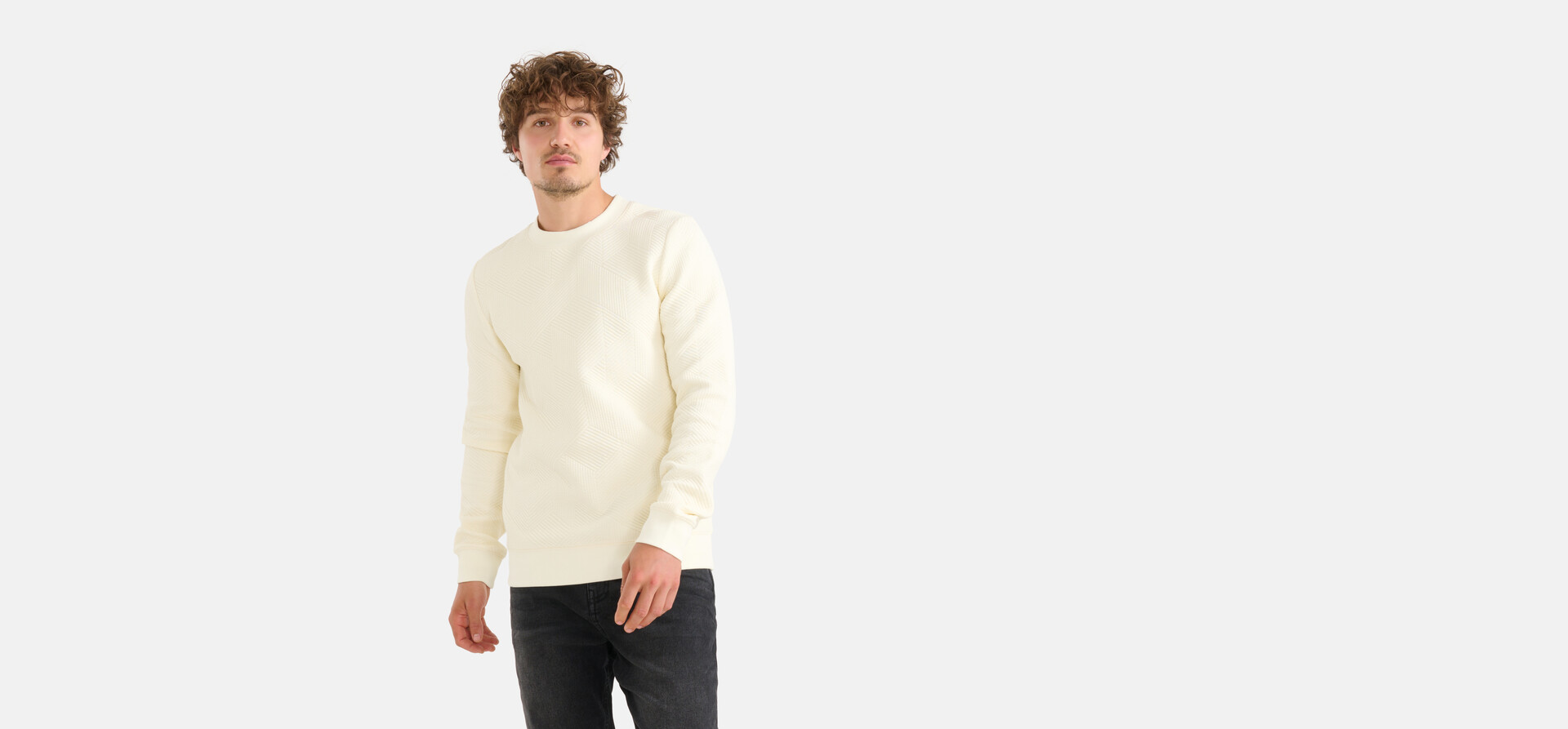 Geometrische Sweater Gebroken Wit SHOEBY MEN