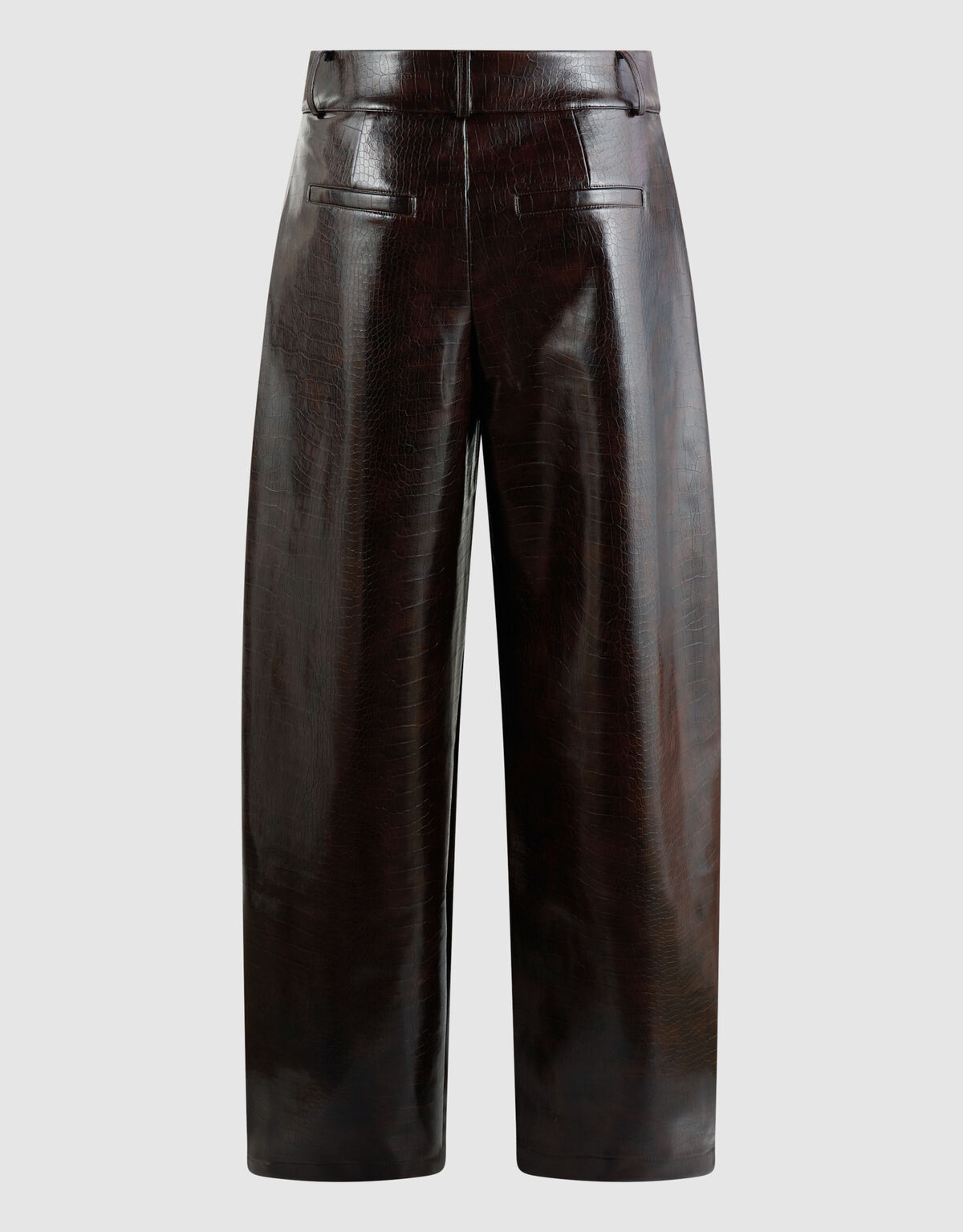 Croco Barrel Fit Broek Donkerbruin SHOEBY WOMEN