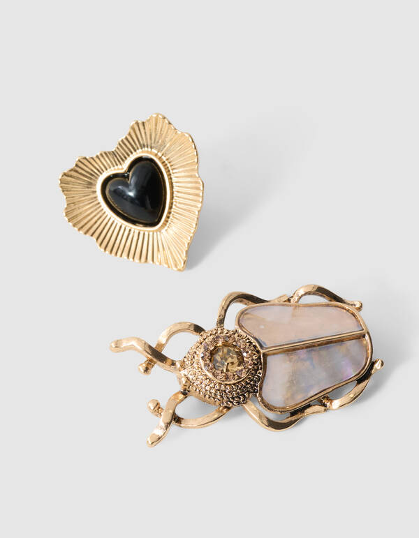 Beetle Heart Broche Set Goud SHOEBY ACCESSOIRES