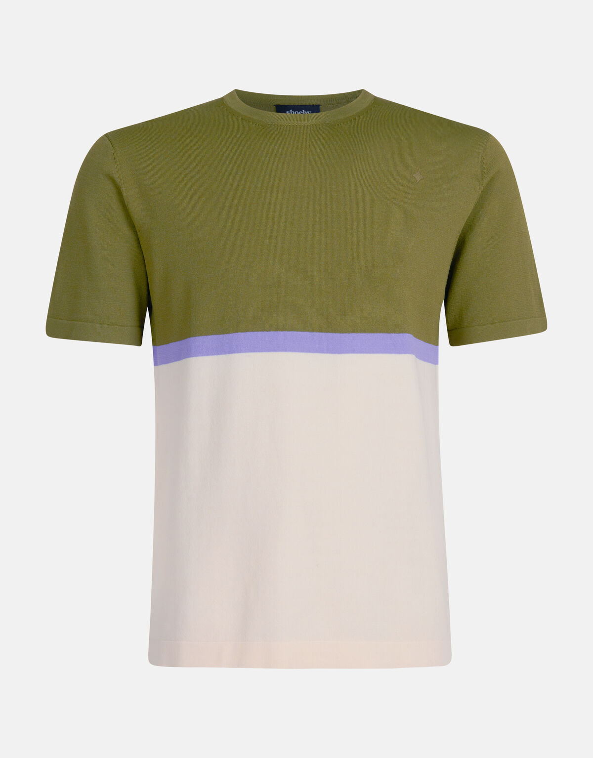 Gebreid Colorblock T-shirt Olijfgroen SHOEBY MEN