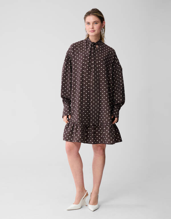 Polkadot Mini Jurk Donkerbruin SHOEBY WOMEN