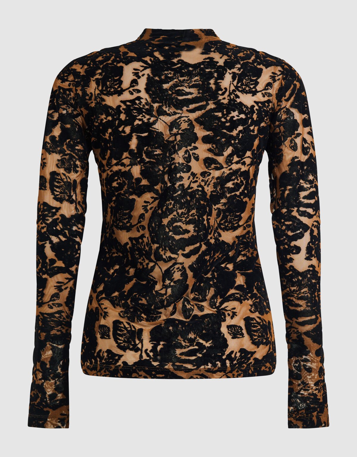 Roses Flock Mesh Top Zwart SHOEBY WOMEN
