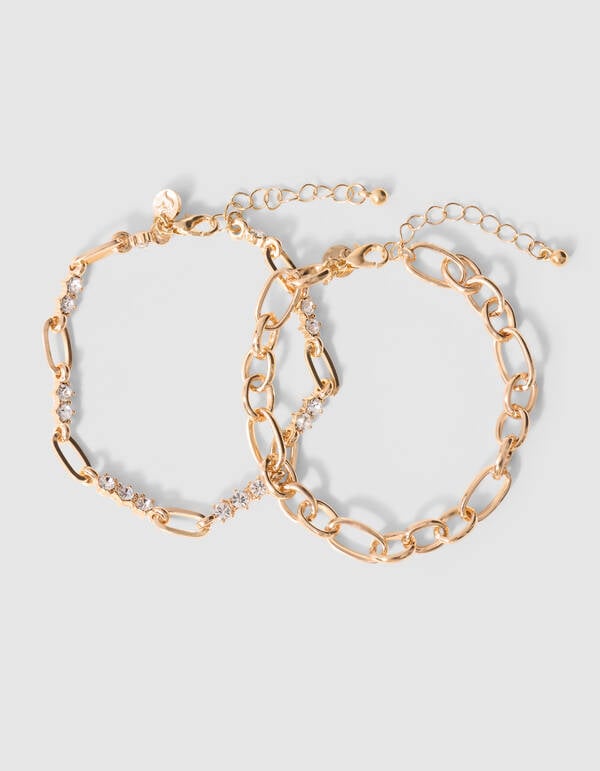 Double Layer Strass Armband Goud SHOEBY ACCESSOIRES