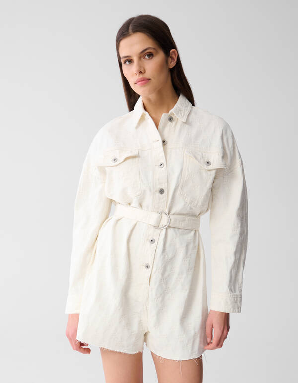 Structuur Jumpsuit Gebroken Wit SHOEBY WOMEN