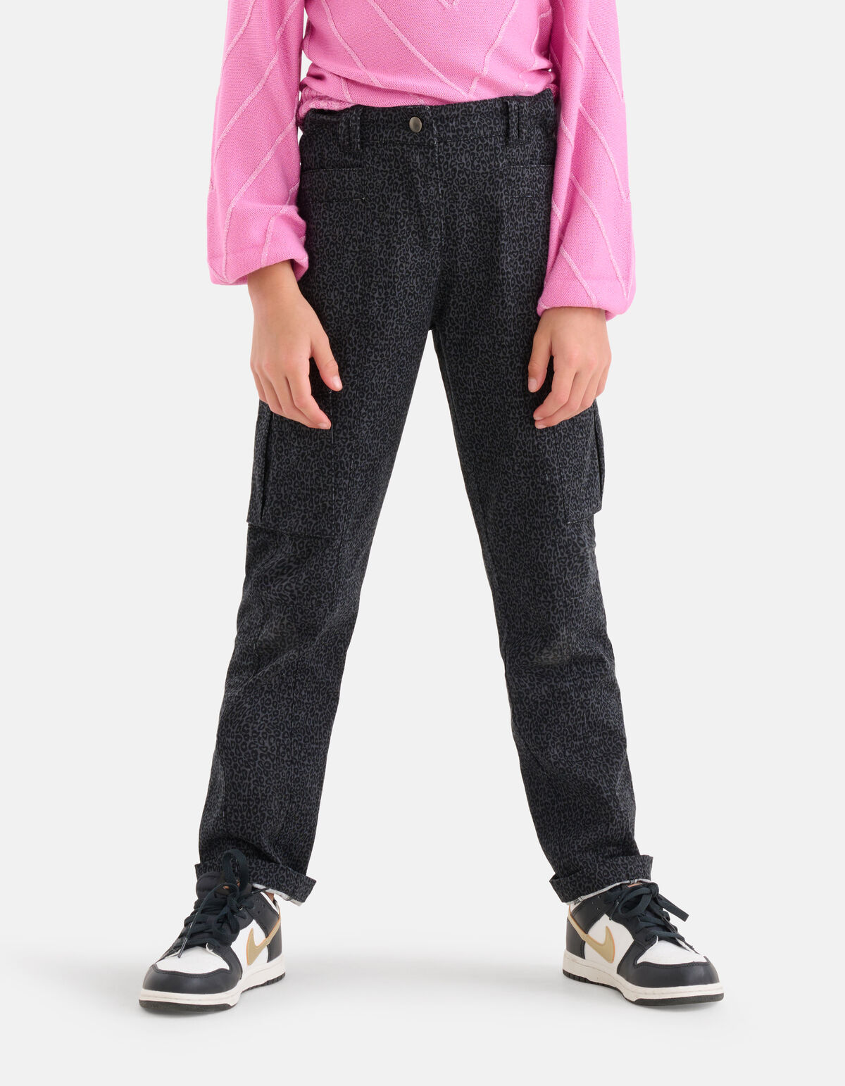 Leopard Print Cargo Broek Donkergrijs SHOEBY GIRLS