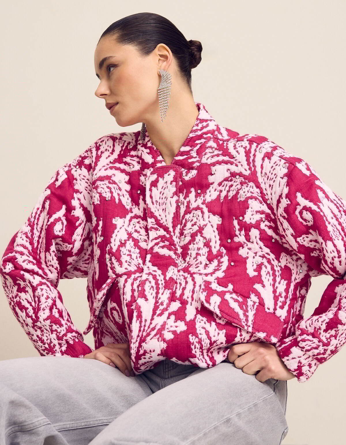 Oversized Jacquard Bomber Jack Roze SHOEBY WOMEN