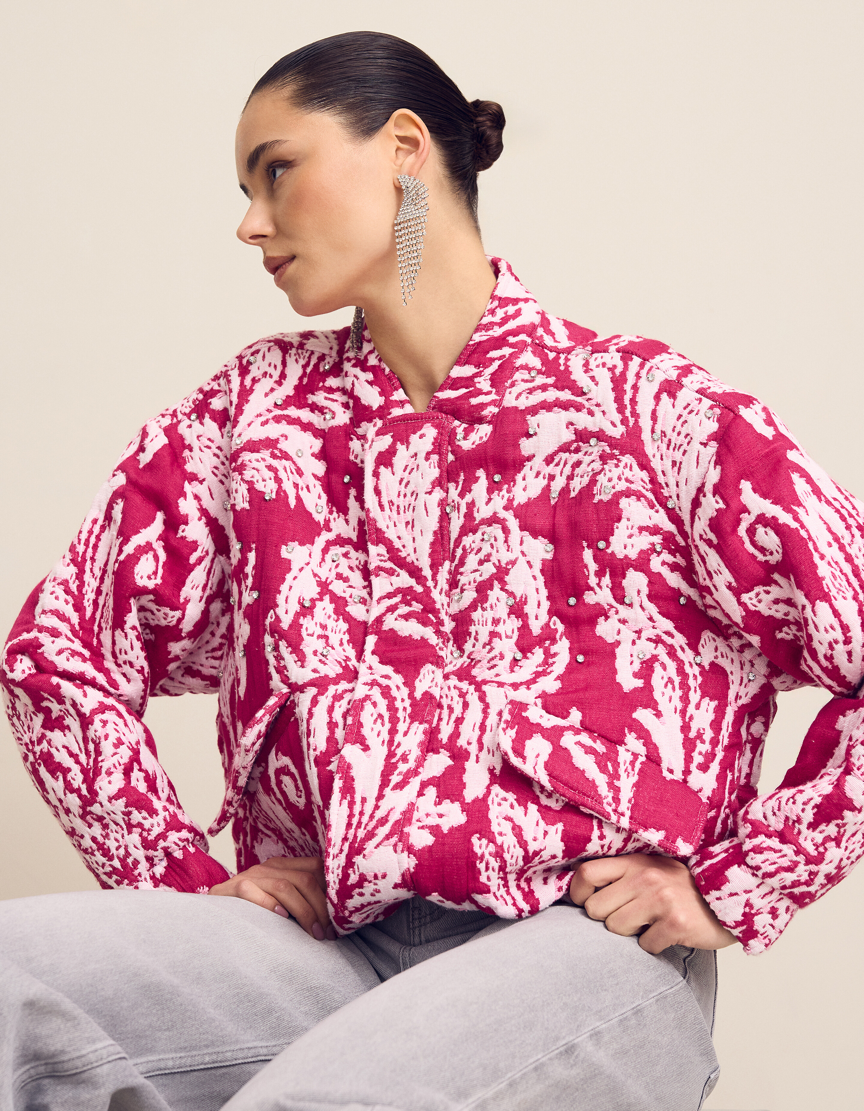 Oversized Jacquard Bomber Jack Roze SHOEBY WOMEN