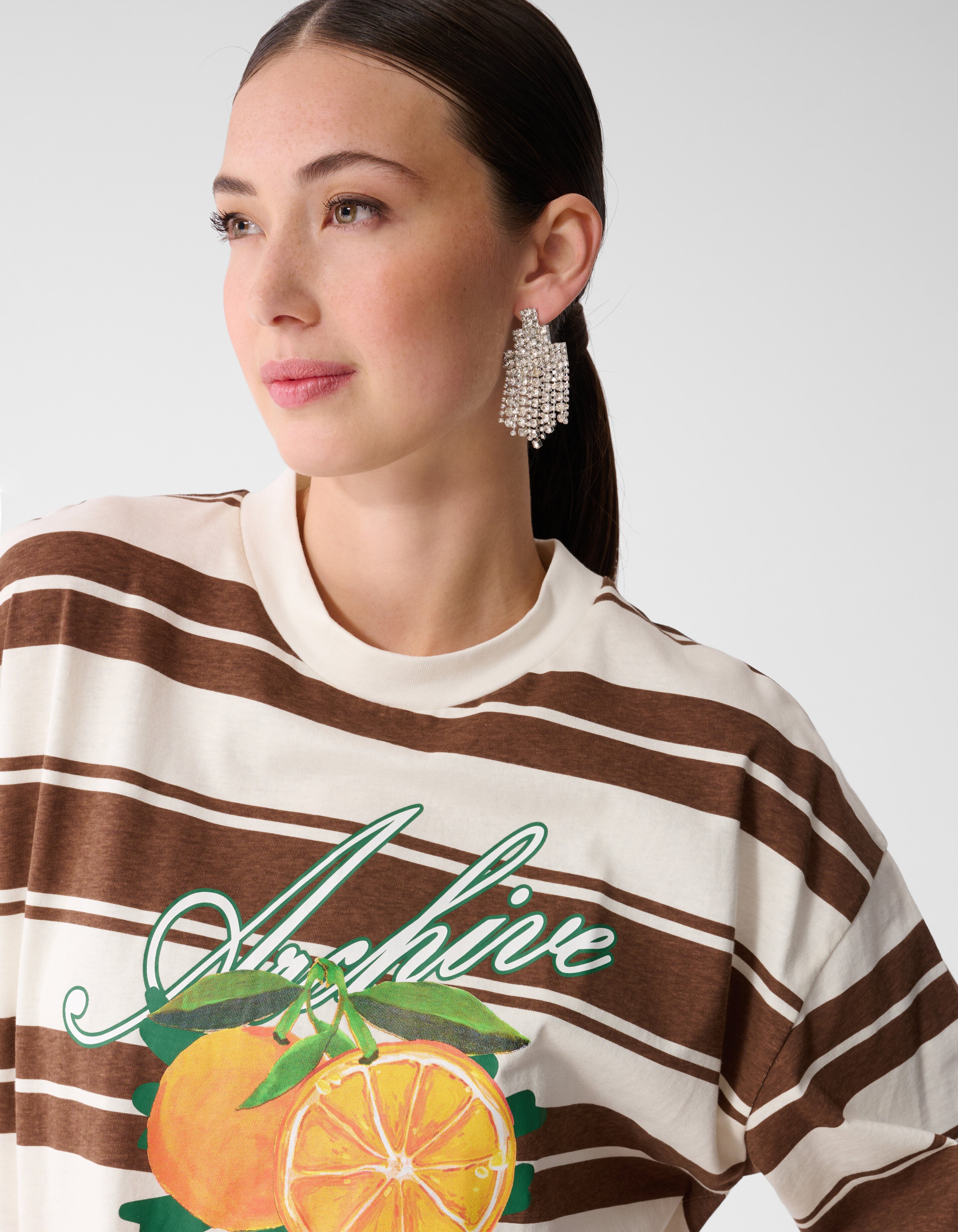Stripe Artwork T-shirt Bruin SHOEBY WOMEN