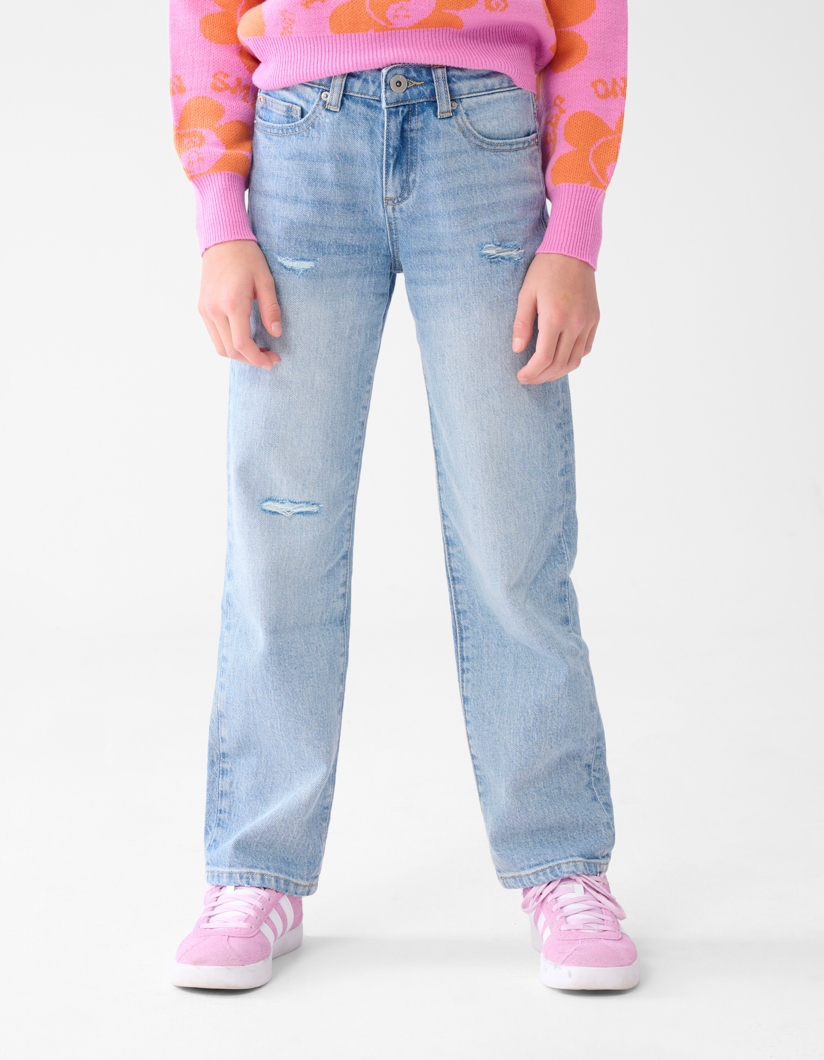 Destroyed Straight Fit Jeans Lichtblauw SHOEBY GIRLS