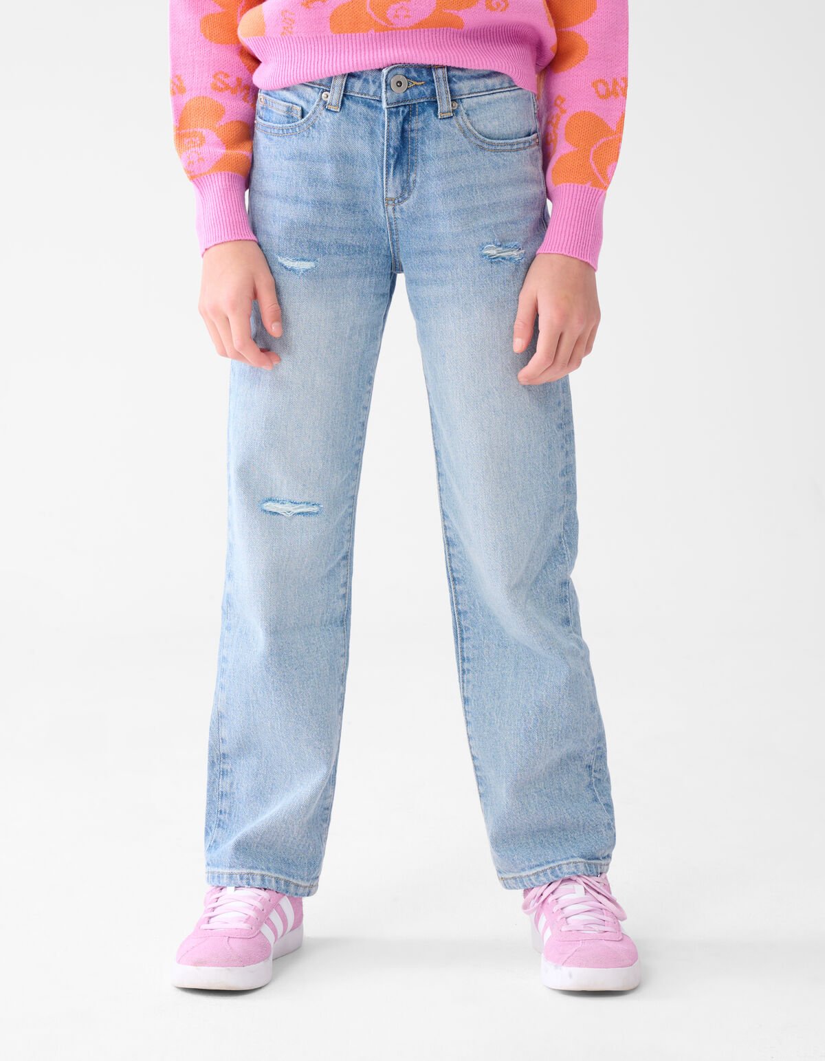 Destroyed Straight Fit Jeans Lichtblauw SHOEBY GIRLS