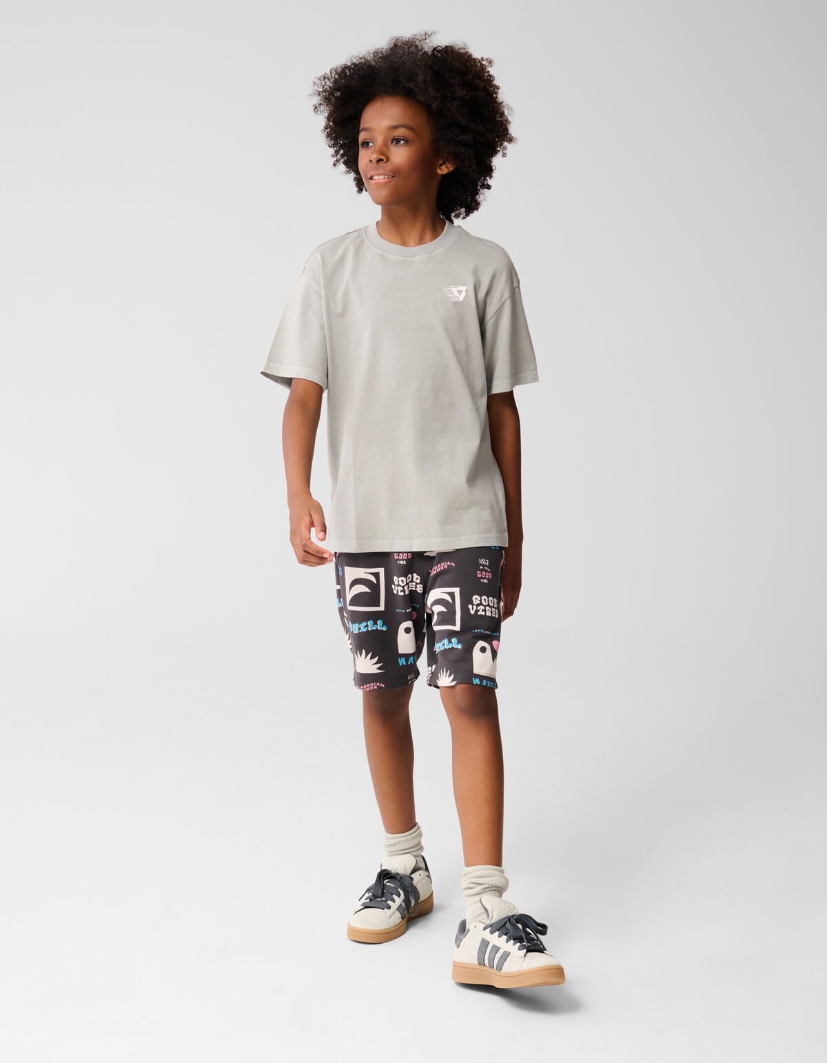 Washed Logo T-shirt Donkergrijs SHOEBY BOYS