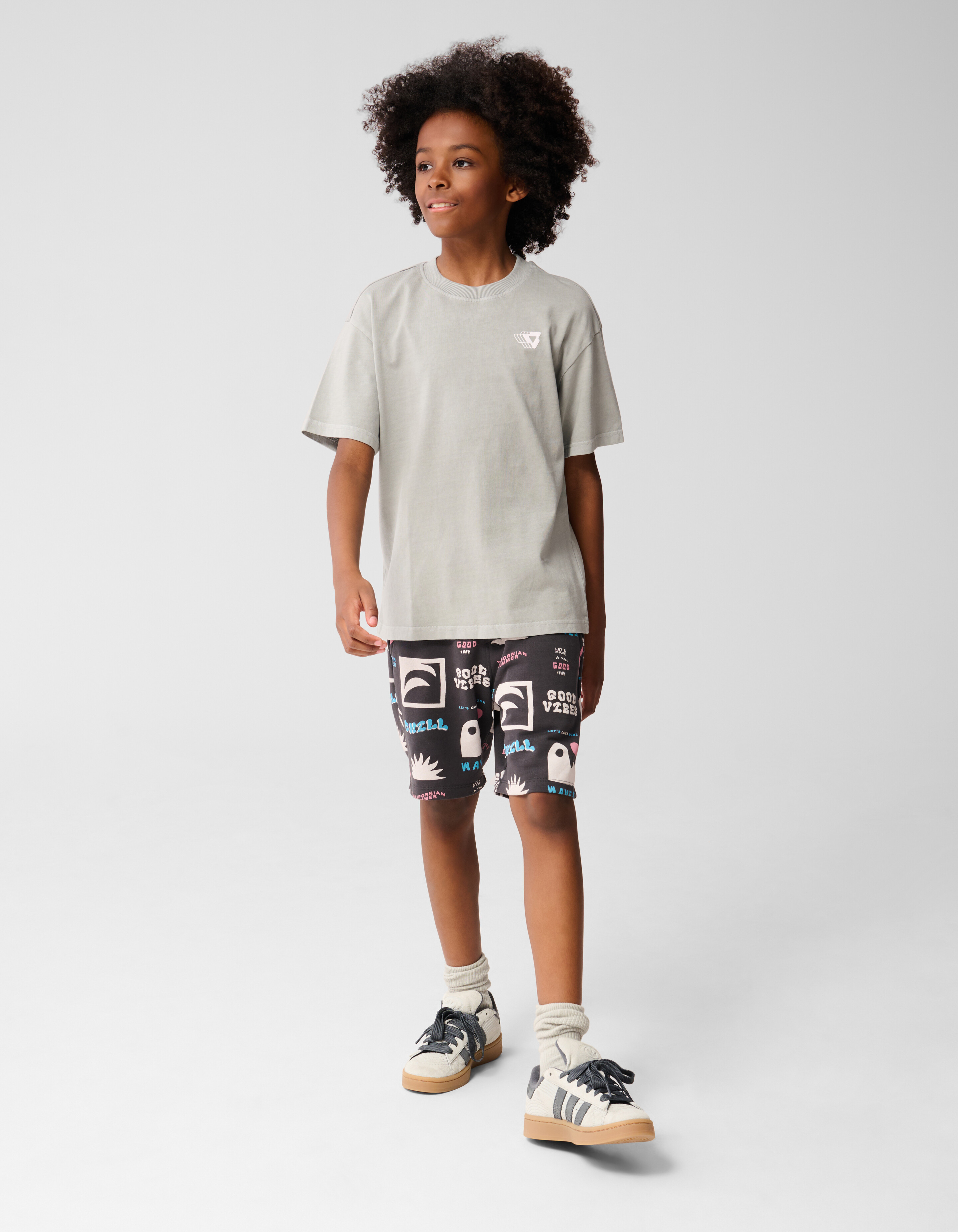 Washed Logo T-shirt Donkergrijs SHOEBY BOYS