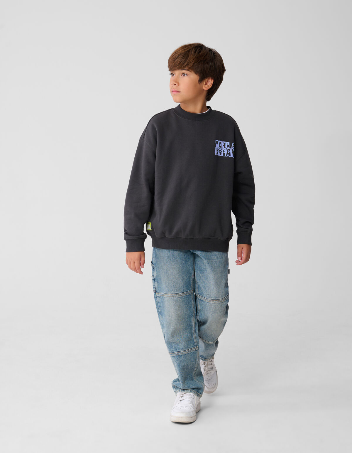 Break Artwork Sweater Donkergrijs SHOEBY BOYS