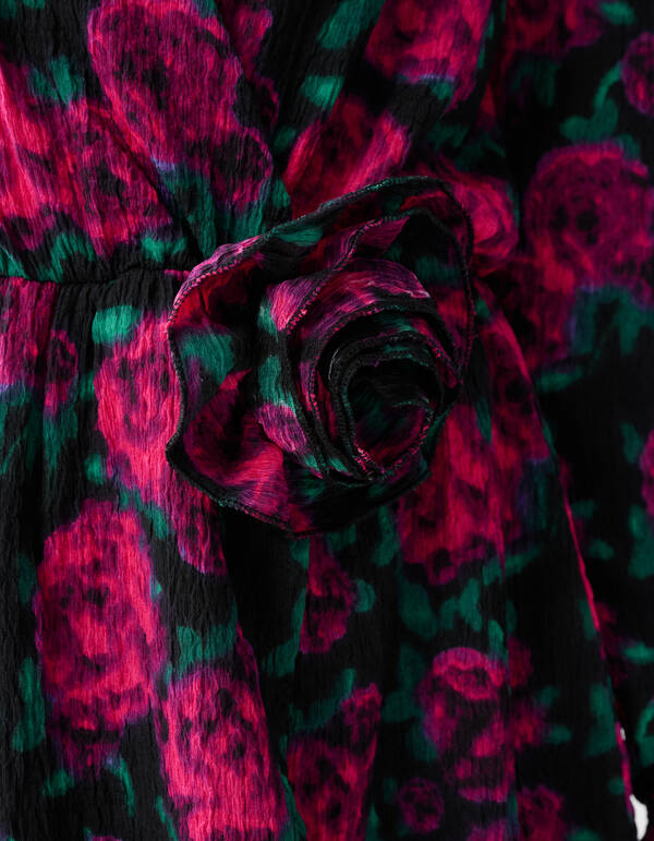 Printed Crinkle Jurk Zwart SHOEBY WOMEN