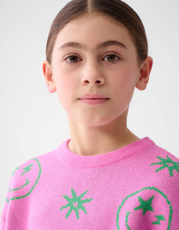 Smiley Sweater Roze SHOEBY GIRLS