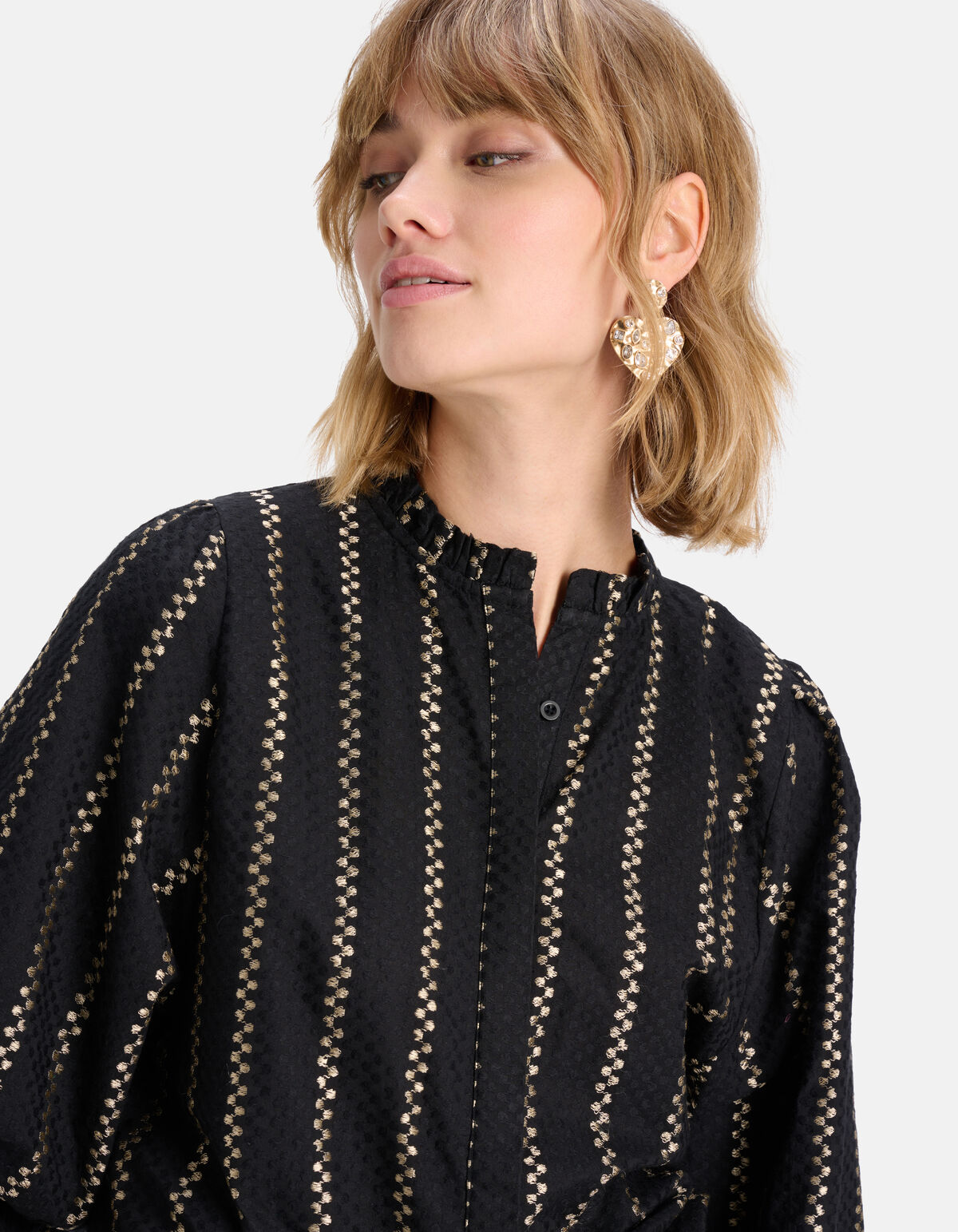 Geborduurde Print Top Zwart SHOEBY WOMEN