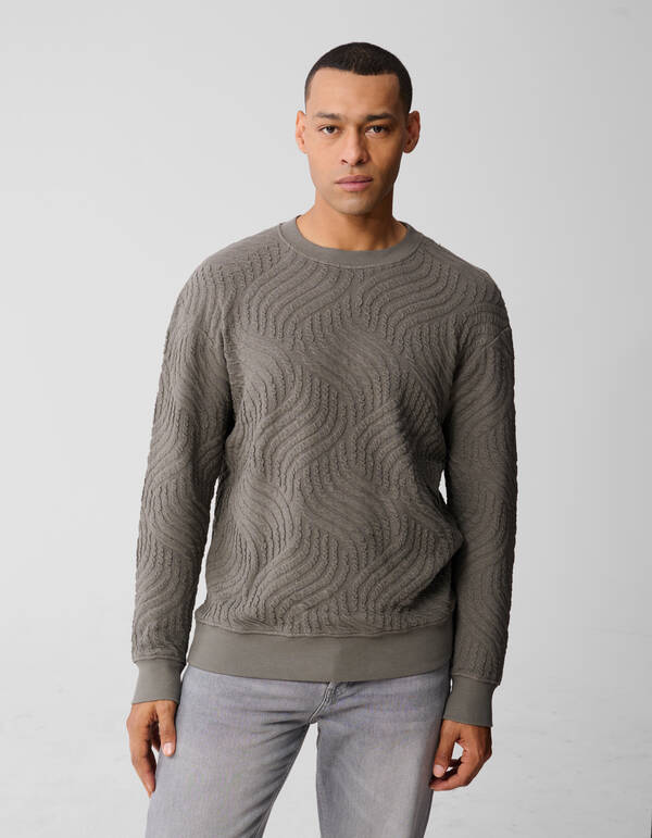Wave Structuur Sweater Groen SHOEBY MEN