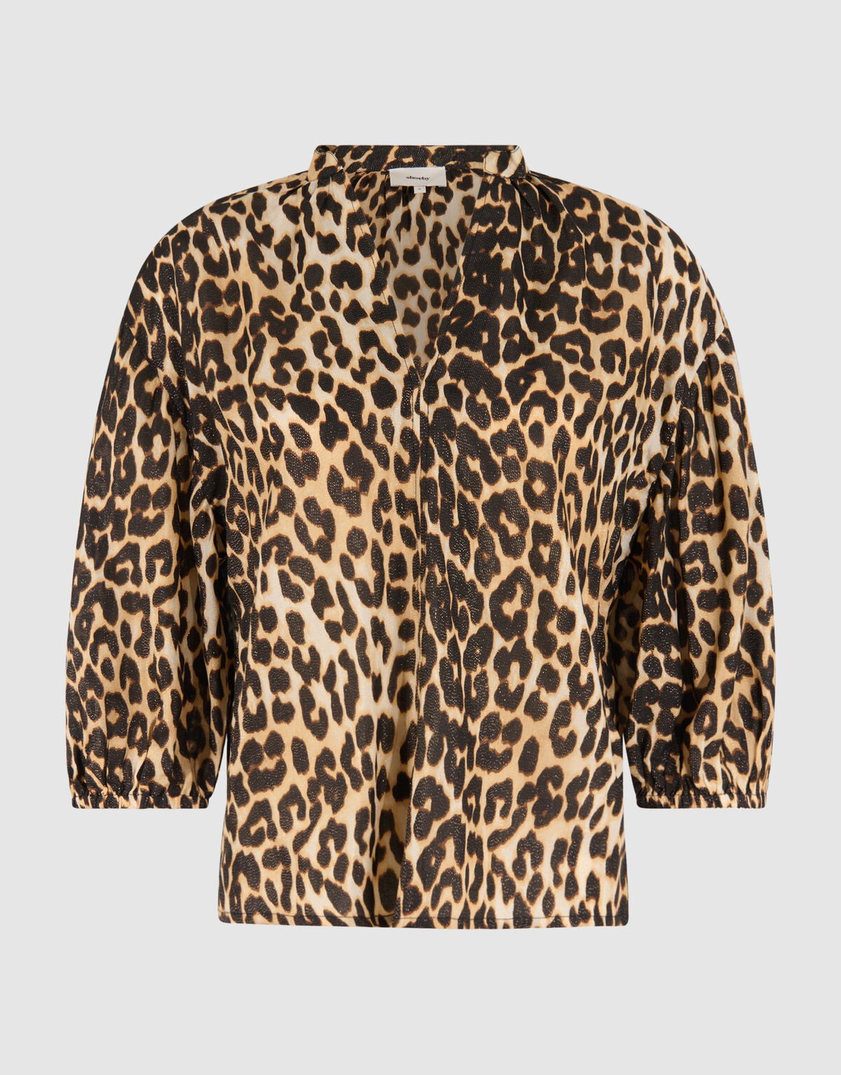 Oversized Leopard Shine Blouse Bruin SHOEBY WOMEN
