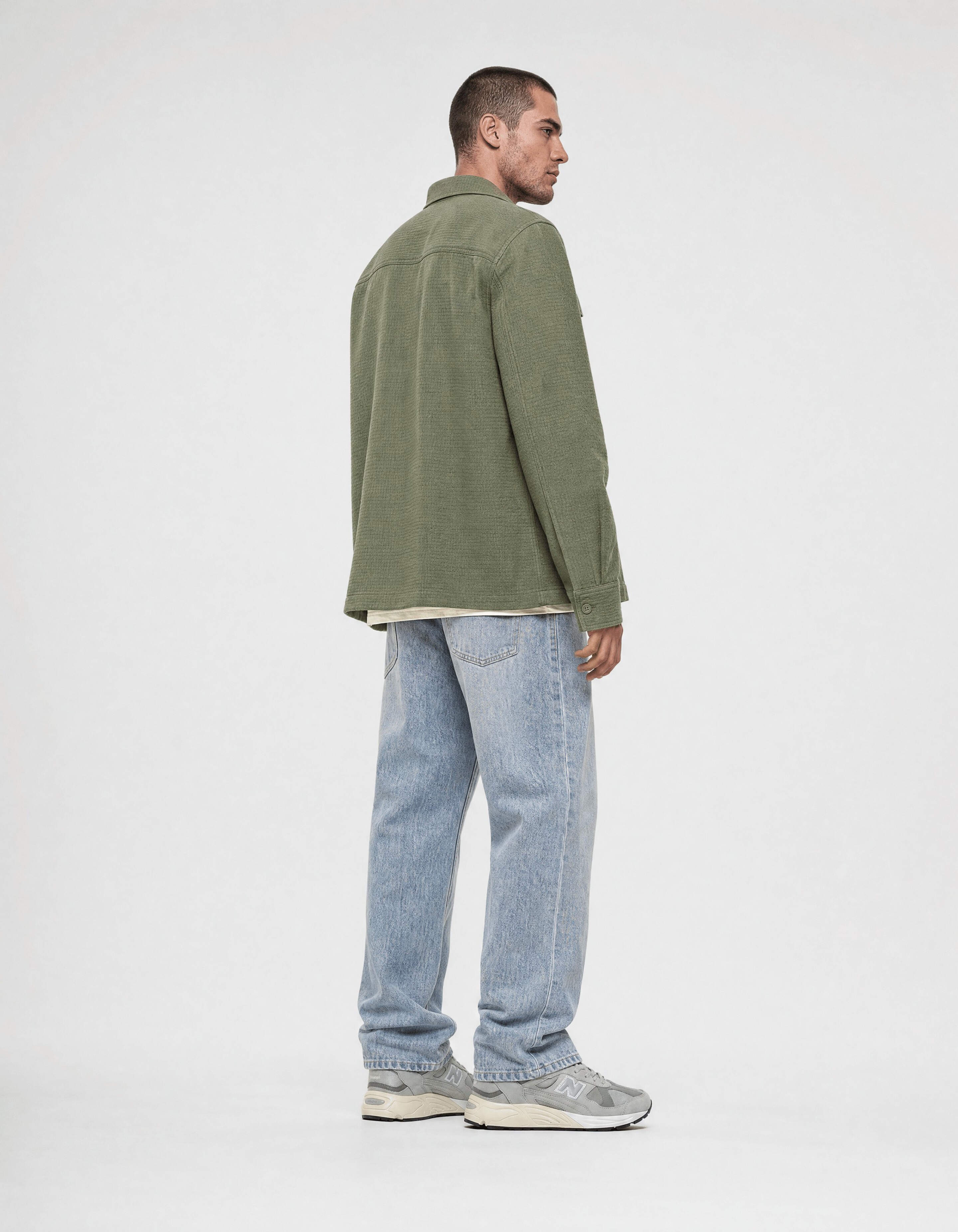 Block Jaqcuard Overshirt Groen SHOEBY MEN