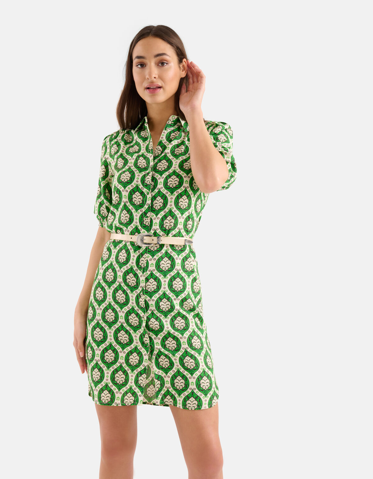 Printed Midi Jurk Groen SHOEBY WOMEN
