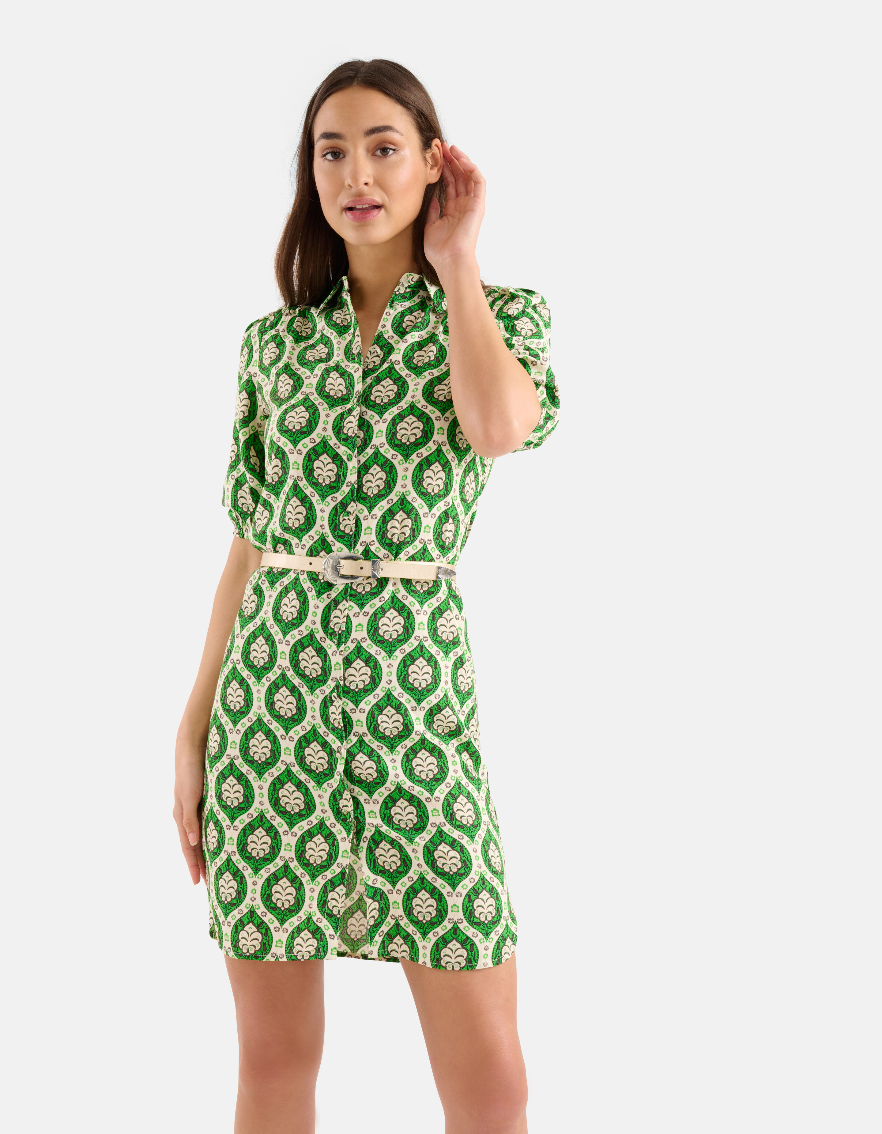 Printed Midi Jurk Groen SHOEBY WOMEN