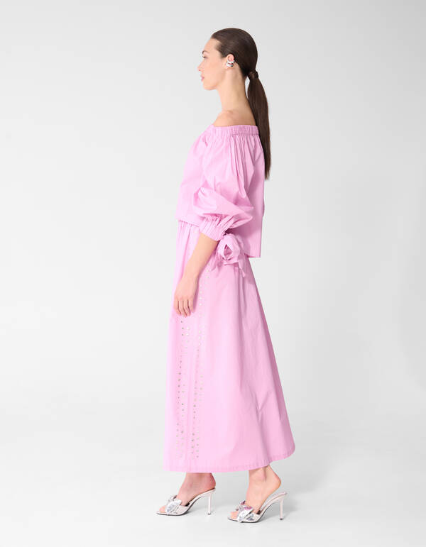 Poplin Studs Maxi Rok Roze SHOEBY WOMEN