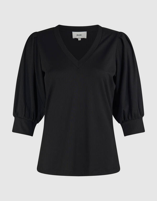 Rib Jersey Top Zwart SHOEBY WOMEN