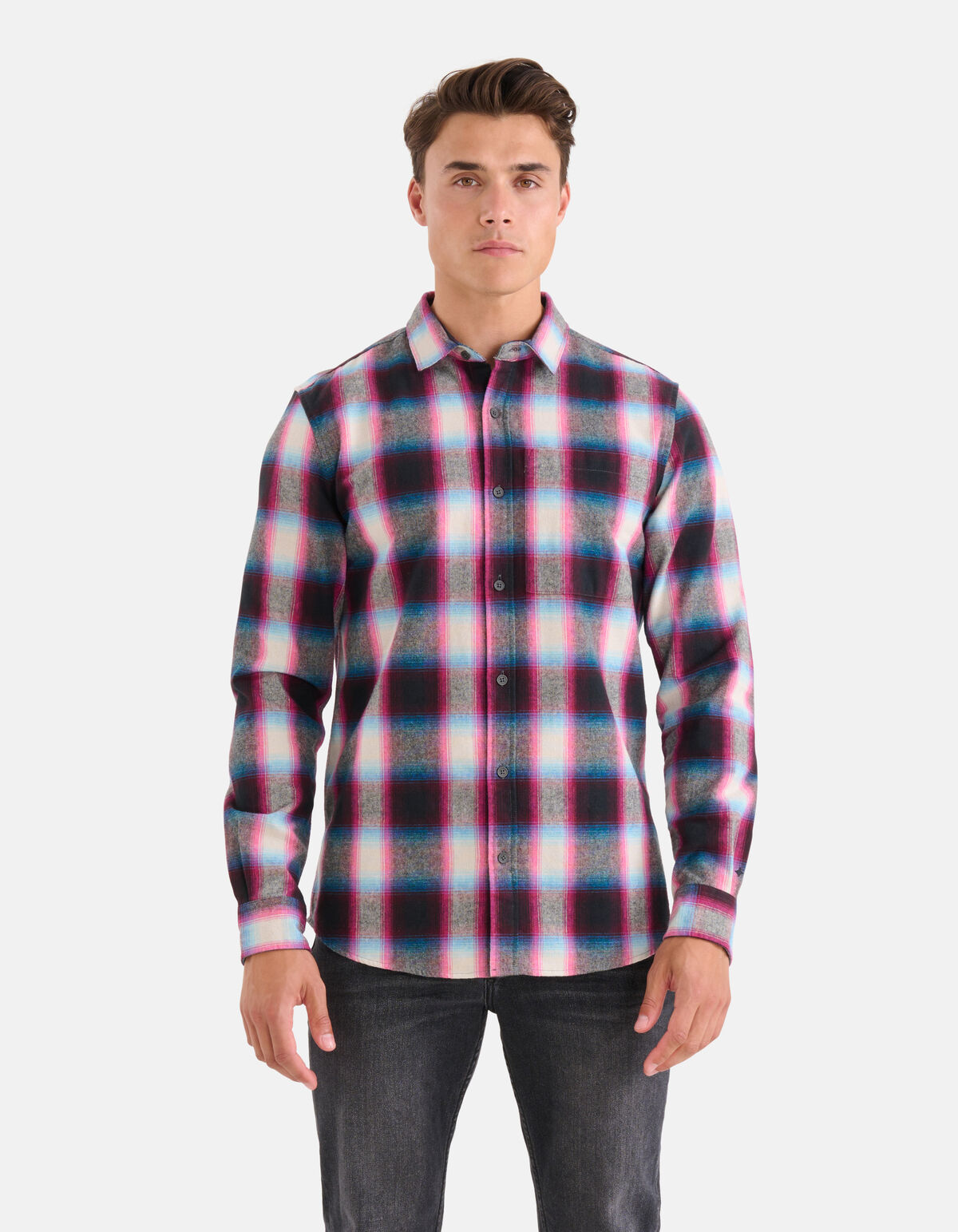 Fluor Ruiten Overhemd Roze SHOEBY MEN