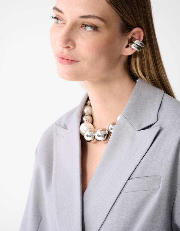 Tapered Pinstripe Blazer Lichtgrijs SHOEBY WOMEN