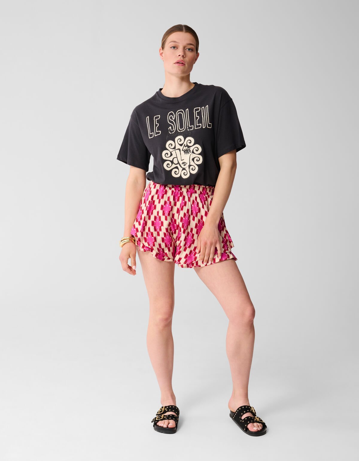Le Soleil Artwork T-shirt Donkergrijs SHOEBY WOMEN
