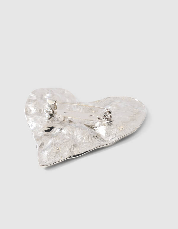 Big Hammerd Heart Broche Zilver SHOEBY ACCESSOIRES