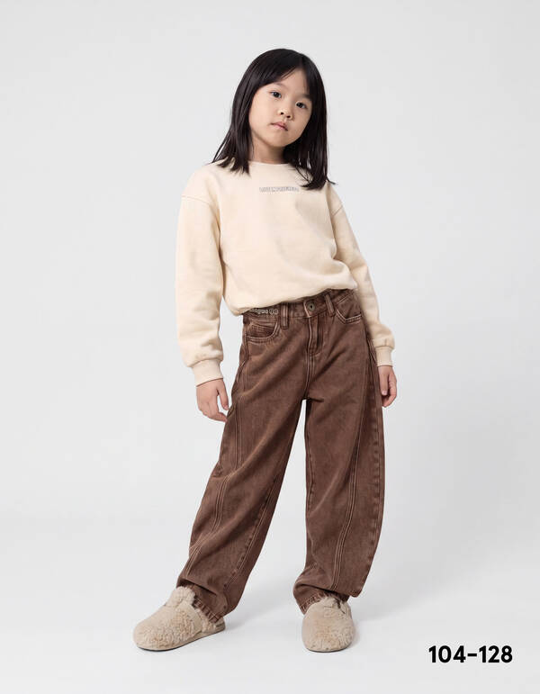 Asymmetische Barrel Fit Jeans Bruin SHOEBY GIRLS