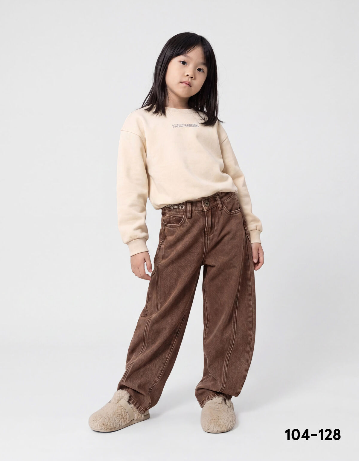 Asymmetrische Barrel Fit Jeans Bruin SHOEBY GIRLS