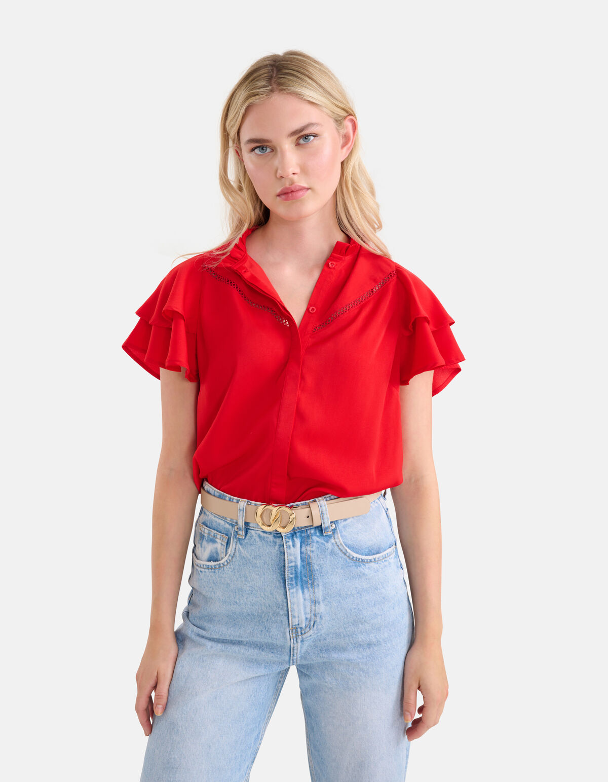 Dubbele Gesp Riem Beige SHOEBY ACCESSOIRES