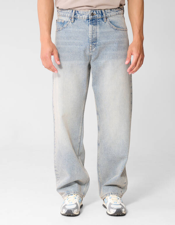 Baggy Fit Jeans Washed Blauw/Grijs L32 SHOEBY MEN