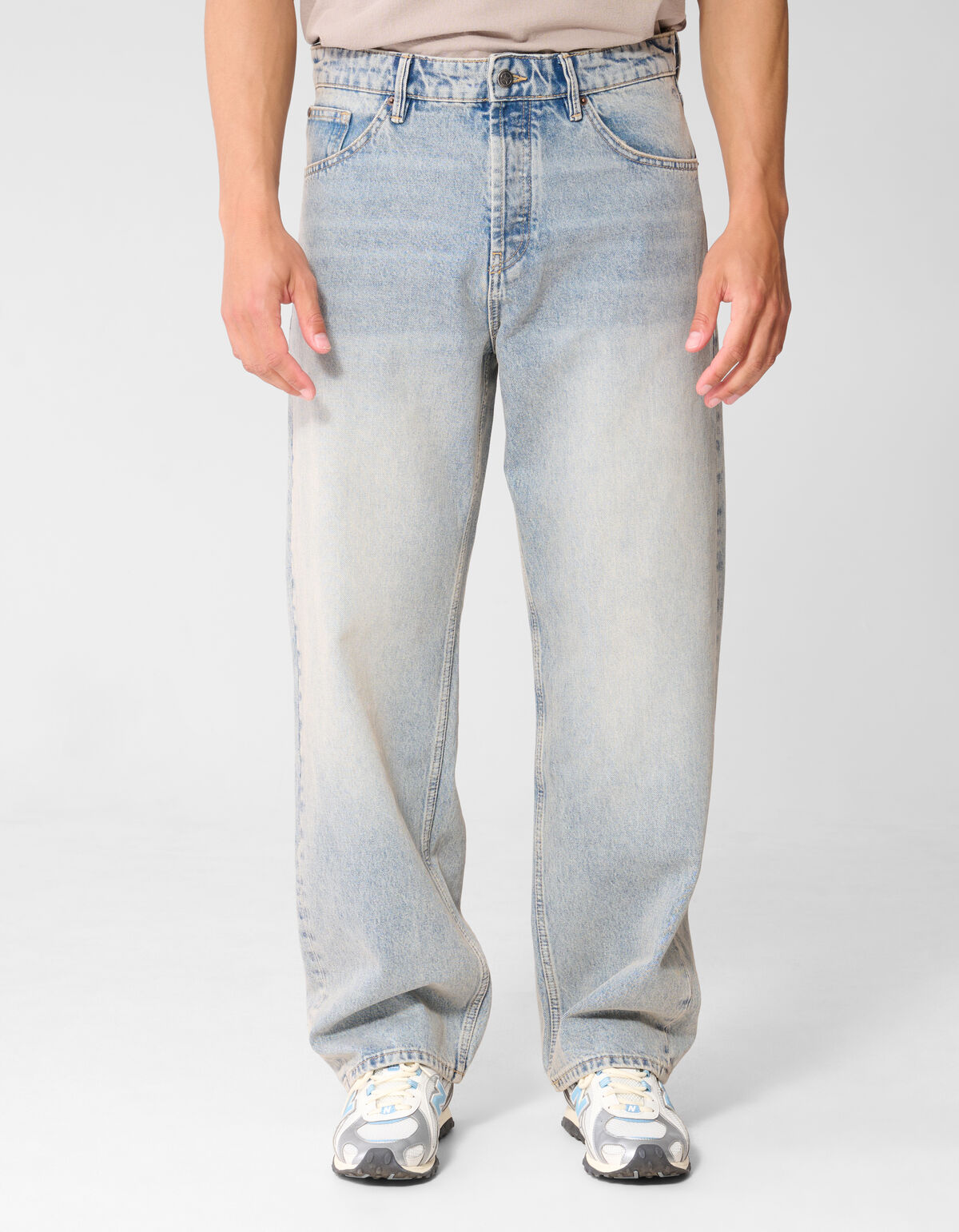 Baggy Fit Jeans Washed Blauw/Grijs L32 SHOEBY MEN