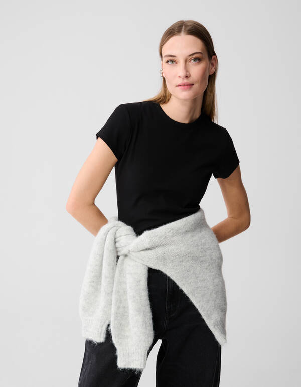 Rib T-shirt Zwart SHOEBY WOMEN