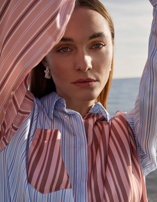 Printed Pinstripe Blouse By Mieke SHOEBY WOMEN